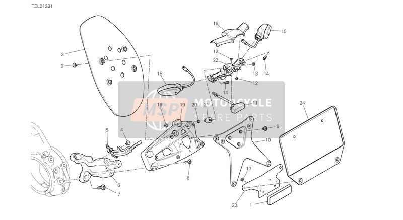 Ducati Diavel 1260 EU 2019 Portatarga per un 2019 Ducati Diavel 1260 EU