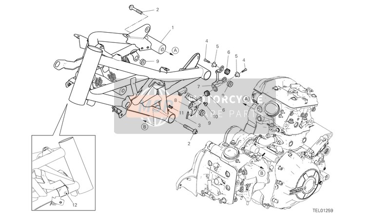 Ducati Diavel 1260 EU 2020 Telaio per un 2020 Ducati Diavel 1260 EU