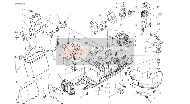 Ducati DIAVEL 1260 S 2021 Support de batterie pour un 2021 Ducati DIAVEL 1260 S