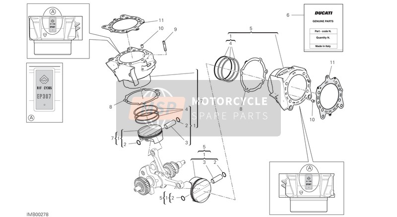 Ducati DIAVEL 1260 S 2021 Zylinder - Kolben (Asso Werke) für ein 2021 Ducati DIAVEL 1260 S