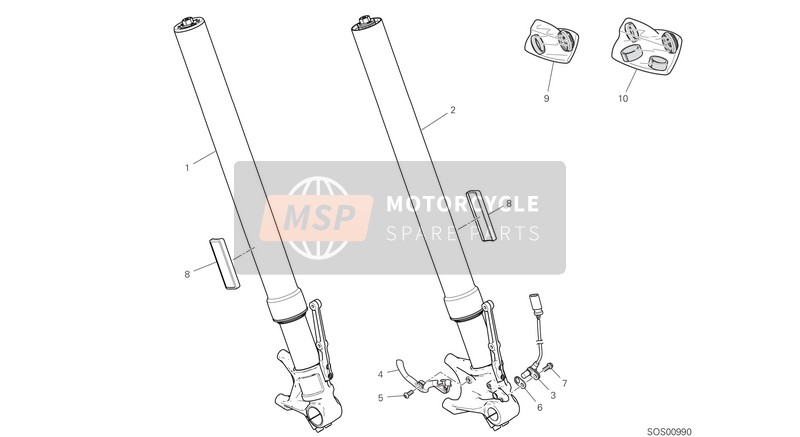 Ducati DIAVEL 1260 S 2021 Fourche avant pour un 2021 Ducati DIAVEL 1260 S