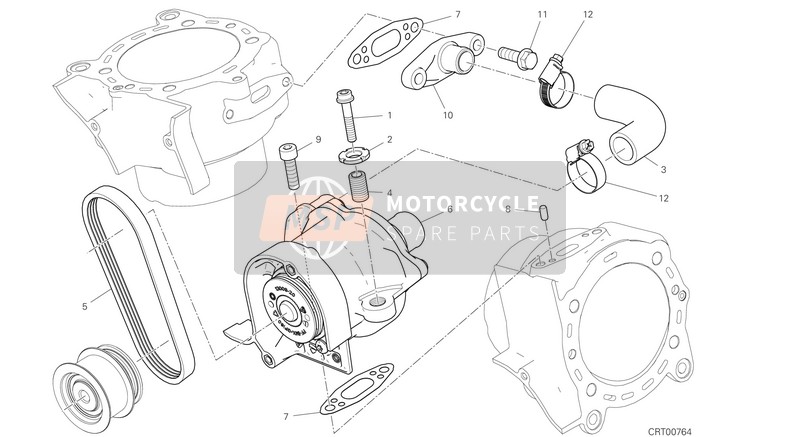 Ducati DIAVEL 1260 S 2021 Bomba de agua para un 2021 Ducati DIAVEL 1260 S