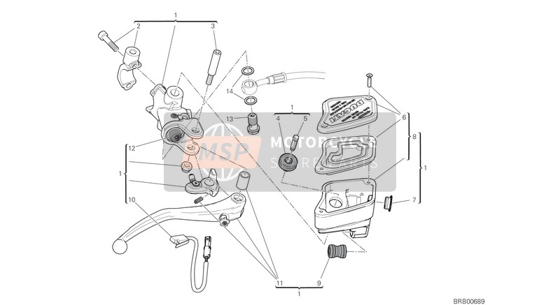 Ducati Diavel 1260 S EU 2020 Pompa freno anteriore per un 2020 Ducati Diavel 1260 S EU