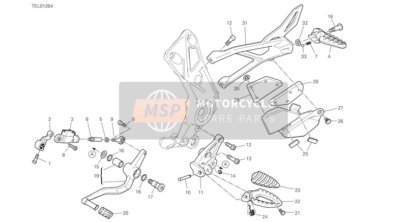 Ducati Diavel 1260 S US 2019 Reposapiés, Izquierda para un 2019 Ducati Diavel 1260 S US