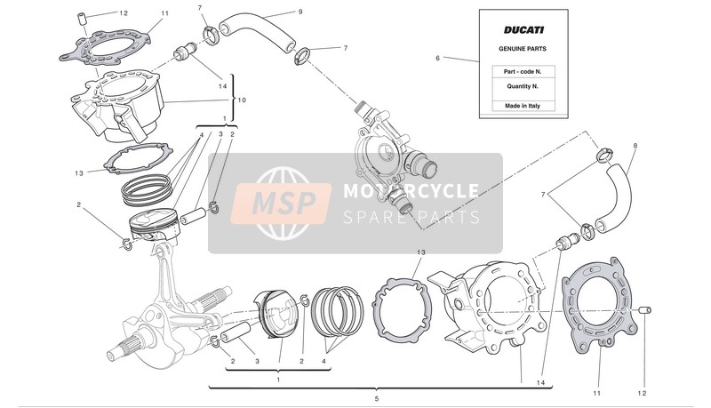 80012483A, Hose, Vertical Cylinder Water Inlet, Ducati, 2