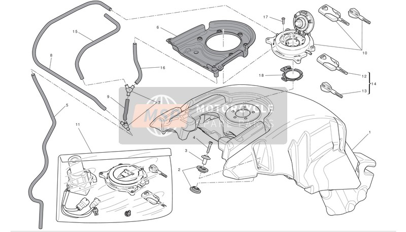 Ducati DIAVEL ABS Eu 2011 Réservoir d'essence pour un 2011 Ducati DIAVEL ABS Eu