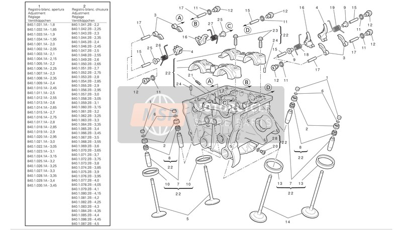 Ducati DIAVEL ABS Eu 2012 Verticale cilinderkop voor een 2012 Ducati DIAVEL ABS Eu