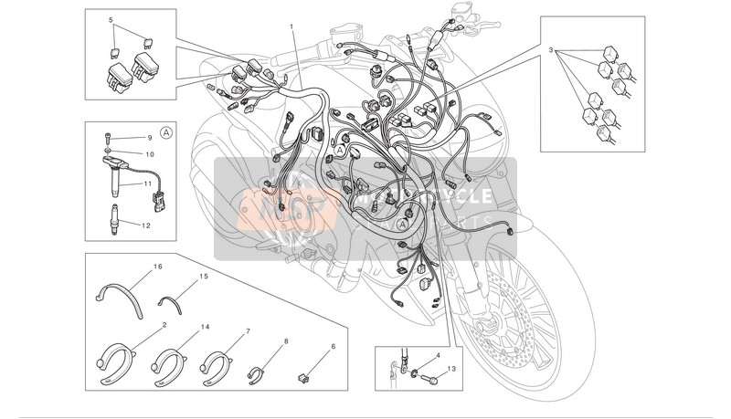 Ducati DIAVEL ABS Eu 2012 Elektrisch systeem 1 voor een 2012 Ducati DIAVEL ABS Eu