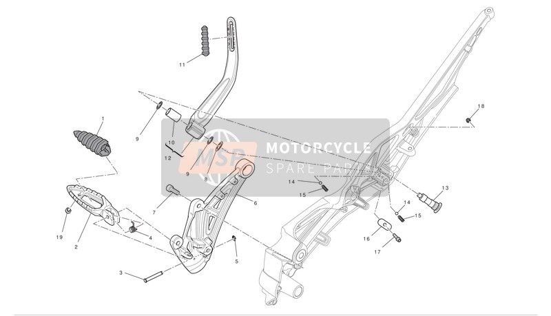 82411761B, Plaque PORTE-REPOSE-PIED Droite, Ducati, 0