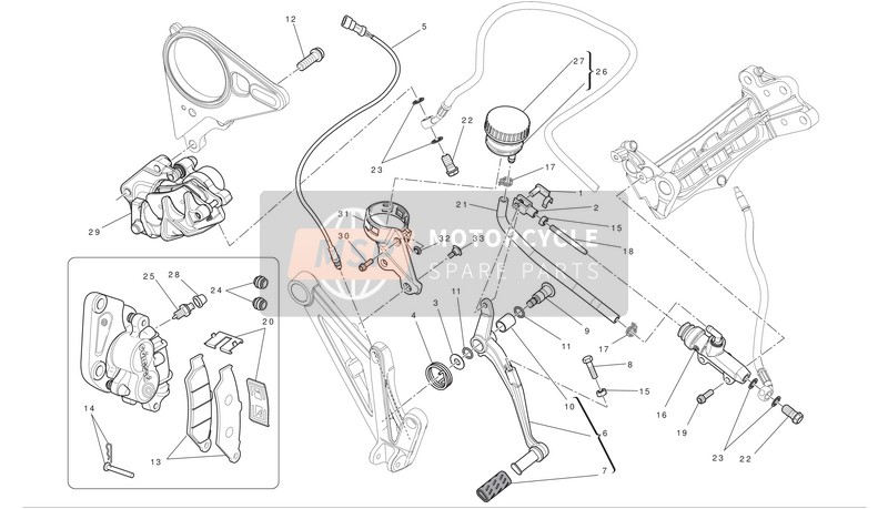 Ducati DIAVEL ABS Eu 2012 Achterrem voor een 2012 Ducati DIAVEL ABS Eu