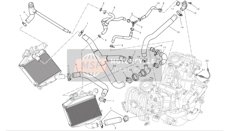 Ducati DIAVEL ABS Eu 2012 KÜHLMITTELSYSTEM für ein 2012 Ducati DIAVEL ABS Eu