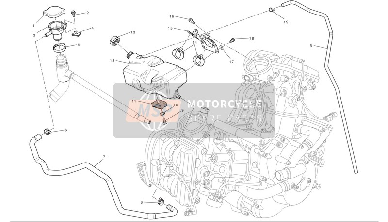 Ducati DIAVEL ABS Eu 2012 Tanque de expansión para un 2012 Ducati DIAVEL ABS Eu