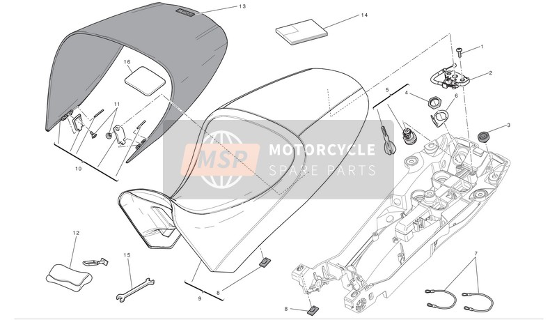 Ducati DIAVEL ABS Eu 2012 Zadel voor een 2012 Ducati DIAVEL ABS Eu