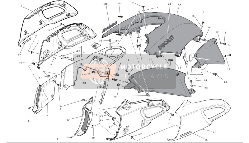 Ducati DIAVEL ABS Eu 2012 Kuip voor een 2012 Ducati DIAVEL ABS Eu