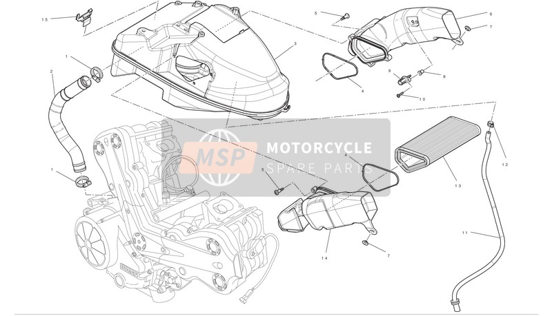 Ducati DIAVEL ABS Usa 2012 LUFTZUFUHR UND KURBELGEHÄUSEENTLÜFTUNG für ein 2012 Ducati DIAVEL ABS Usa