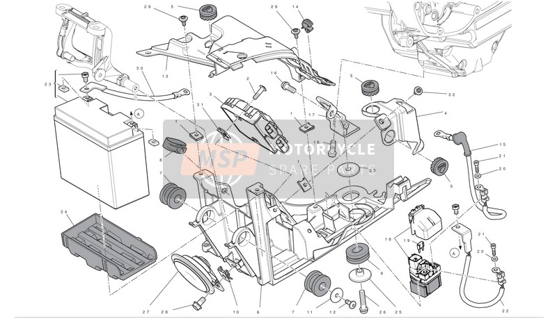 Ducati DIAVEL ABS Usa 2012 Support de batterie pour un 2012 Ducati DIAVEL ABS Usa