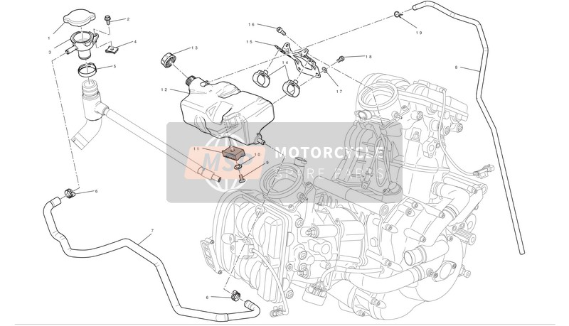 Ducati DIAVEL ABS Usa 2012 Expansievat voor een 2012 Ducati DIAVEL ABS Usa