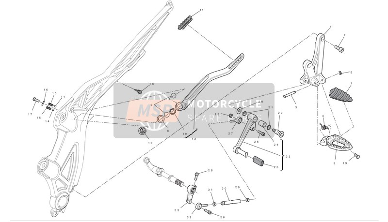 Ducati DIAVEL ABS Usa 2012 linke Fußstütze für ein 2012 Ducati DIAVEL ABS Usa