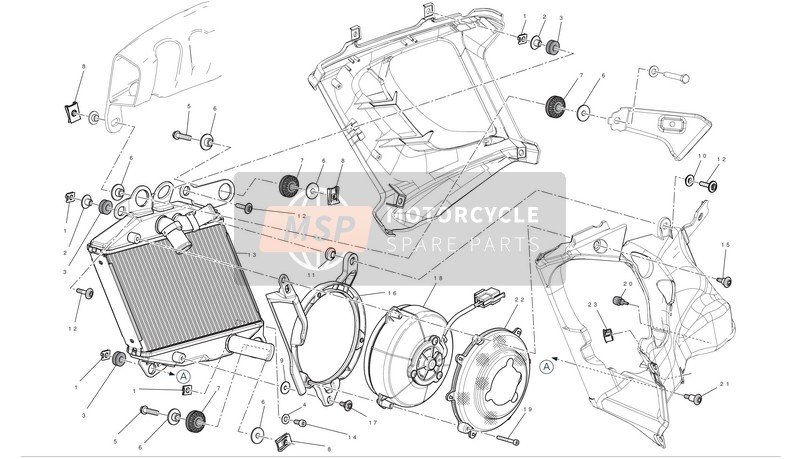 Ducati DIAVEL ABS Usa 2012 Radiador (Derecho) para un 2012 Ducati DIAVEL ABS Usa