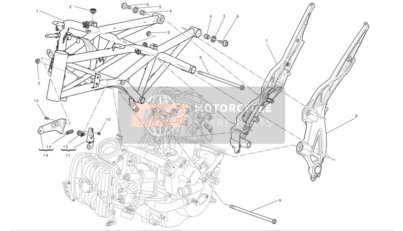 Ducati DIAVEL AMG ABS Eu 2013 Frame voor een 2013 Ducati DIAVEL AMG ABS Eu