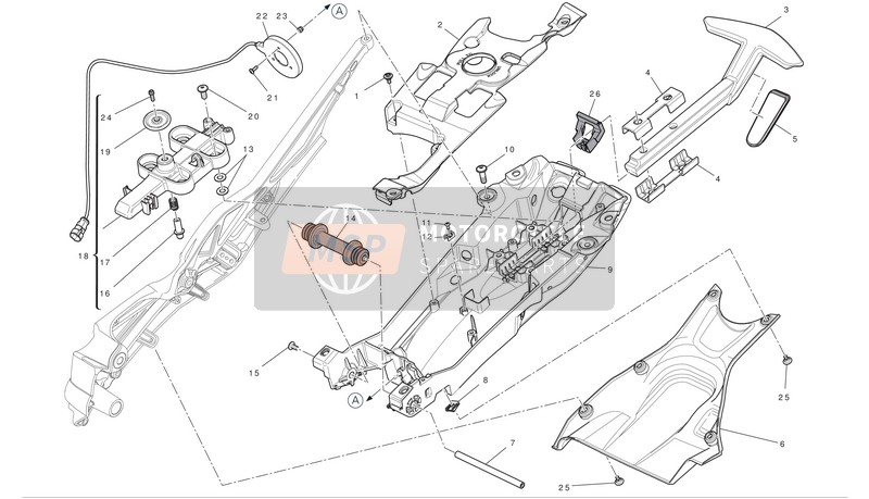 Ducati DIAVEL AMG ABS Eu 2013 Subframe achter voor een 2013 Ducati DIAVEL AMG ABS Eu