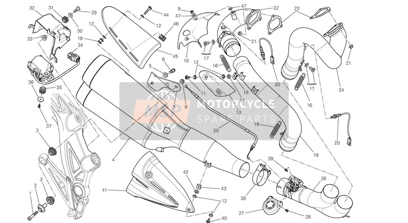 Ducati DIAVEL AMG USA 2013 Sistema de escape para un 2013 Ducati DIAVEL AMG USA