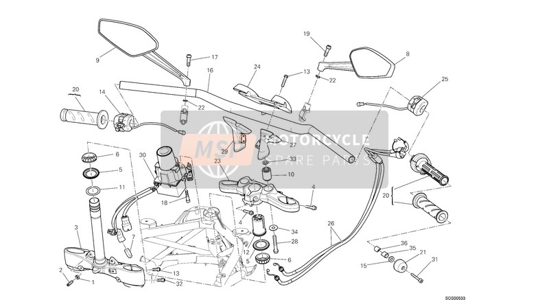 Ducati DIAVEL AMG USA 2013 Guidon pour un 2013 Ducati DIAVEL AMG USA