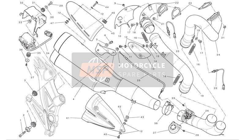 Ducati DIAVEL CARBON ABS Eu 2012 Système d'échappement pour un 2012 Ducati DIAVEL CARBON ABS Eu