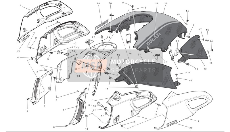 Ducati DIAVEL CARBON ABS Eu 2012 Carenatura per un 2012 Ducati DIAVEL CARBON ABS Eu