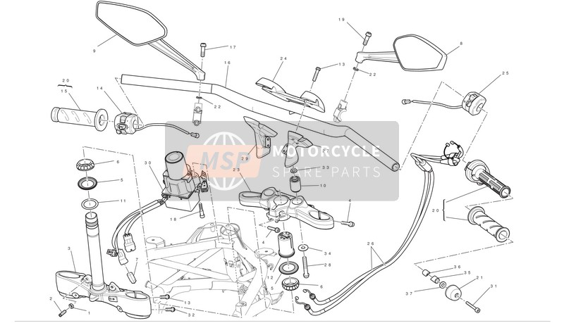 Ducati DIAVEL CARBON ABS Usa 2011 Guidon et commandes pour un 2011 Ducati DIAVEL CARBON ABS Usa