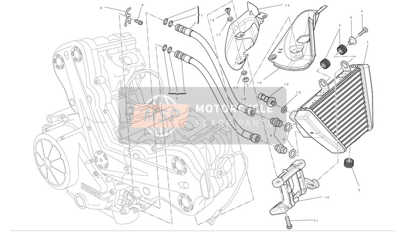 Ducati DIAVEL CARBON ABS Usa 2011 Oil Cooler for a 2011 Ducati DIAVEL CARBON ABS Usa