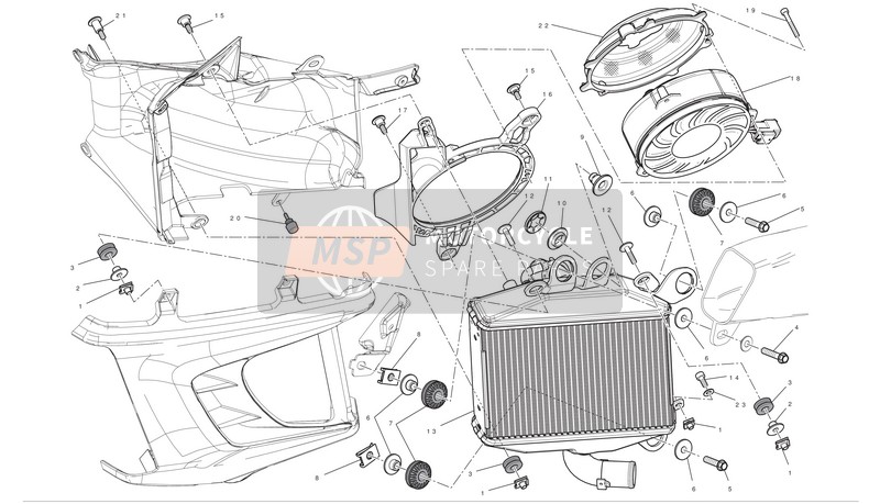 Ducati DIAVEL CARBON ABS Usa 2011 Termosifone (Sinistra) per un 2011 Ducati DIAVEL CARBON ABS Usa