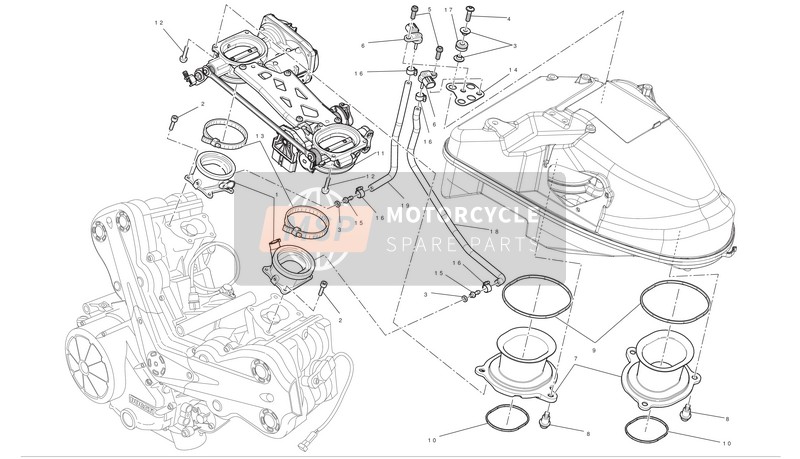 Ducati DIAVEL CARBON ABS Usa 2011 Cuerpo del acelerador para un 2011 Ducati DIAVEL CARBON ABS Usa