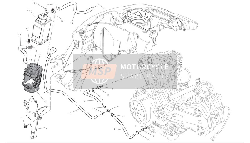 Ducati DIAVEL CARBON ABS Usa 2012 Verdunstungsemissionskanister für ein 2012 Ducati DIAVEL CARBON ABS Usa