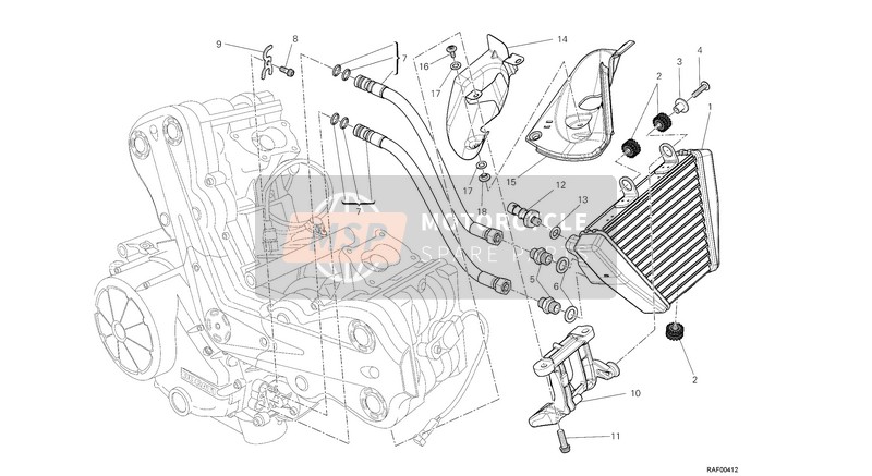 Ducati DIAVEL CARBON EU 2013 Enfriador de aceite para un 2013 Ducati DIAVEL CARBON EU