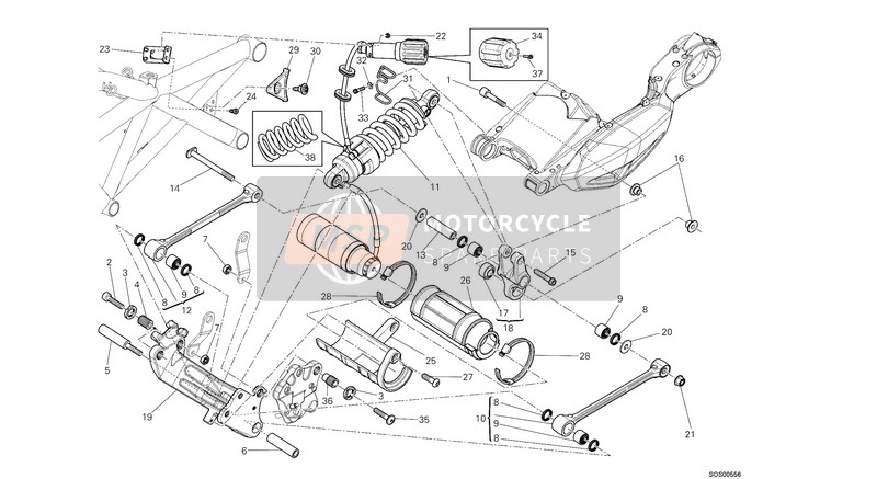 Ducati DIAVEL CARBON EU 2013 Rear Shock Absorber for a 2013 Ducati DIAVEL CARBON EU