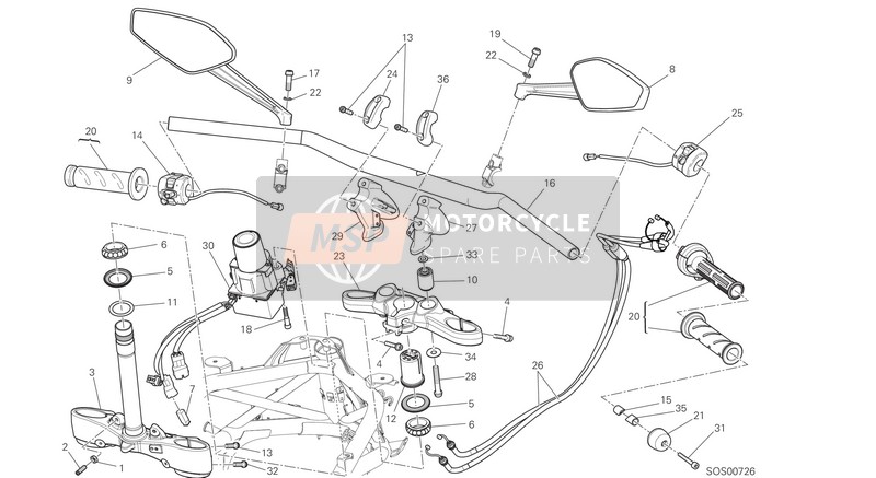 36011661AA, Cavalier Guidon,  Superieur, Ducati, 0