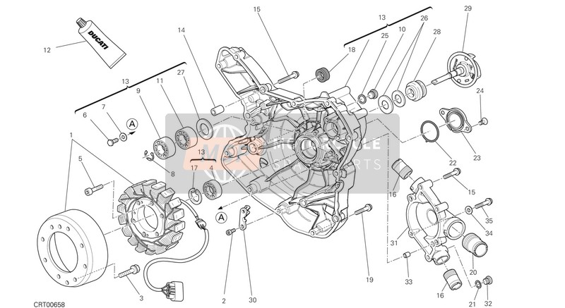 Ducati DIAVEL CARBON EU 2015 Wasserpumpe - Generator - Seite - Kurbelgehäusedeckel für ein 2015 Ducati DIAVEL CARBON EU