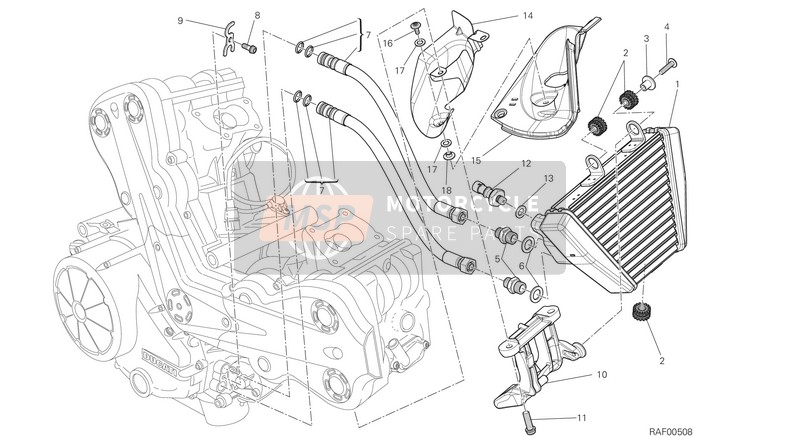 Ducati DIAVEL CARBON FL EU 2016 Enfriador de aceite para un 2016 Ducati DIAVEL CARBON FL EU