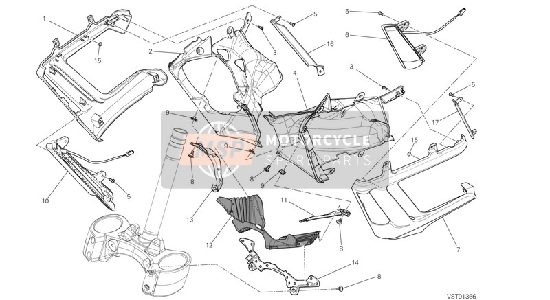 Ducati DIAVEL CARBON FL EU 2018 Afdekking, Radiator voor een 2018 Ducati DIAVEL CARBON FL EU