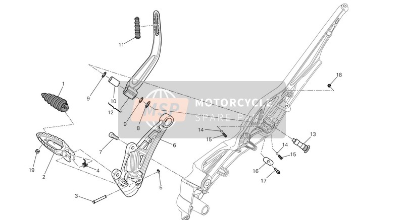 Ducati DIAVEL CARBON FL US 2017 Reposapiés, Derecho para un 2017 Ducati DIAVEL CARBON FL US