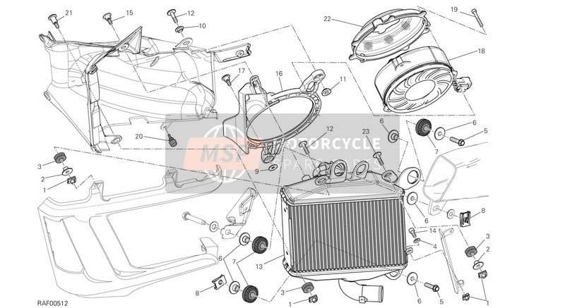 Ducati DIAVEL CARBON FL US 2017 Termosifone, acqua, LH per un 2017 Ducati DIAVEL CARBON FL US