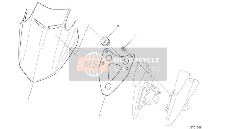 Ducati DIAVEL CARBON FL USA 2016 Windscherm voor een 2016 Ducati DIAVEL CARBON FL USA