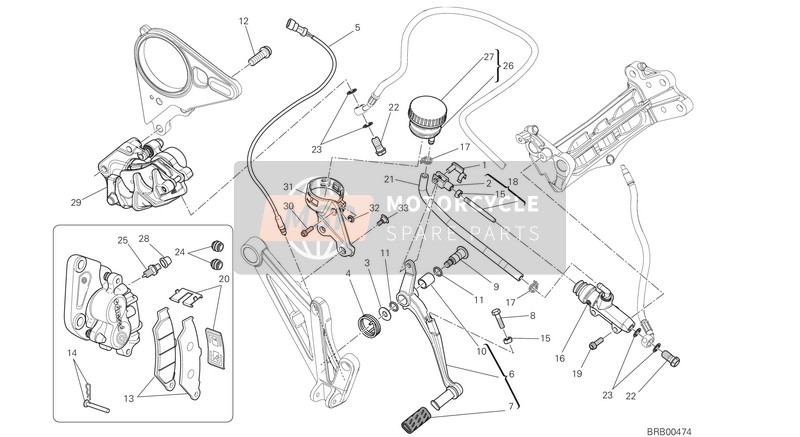 Ducati DIAVEL CARBON FL USA 2018 Sistema frenante posteriore per un 2018 Ducati DIAVEL CARBON FL USA