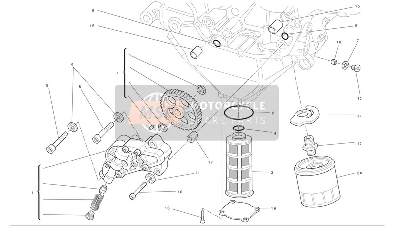 Ducati DIAVEL CROMO ABS Eu 2013 Filtres et pompe à huile pour un 2013 Ducati DIAVEL CROMO ABS Eu