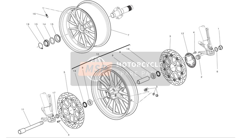 Ducati DIAVEL CROMO ABS Eu 2013 Front And Rear Wheels for a 2013 Ducati DIAVEL CROMO ABS Eu
