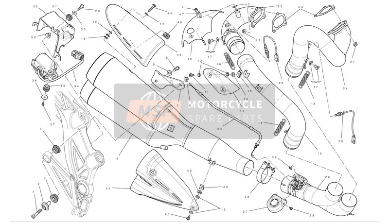 Ducati DIAVEL CROMO ABS Usa 2013 Impianto di scarico per un 2013 Ducati DIAVEL CROMO ABS Usa