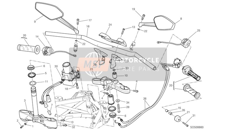 Ducati DIAVEL DARK USA 2013 Guidon pour un 2013 Ducati DIAVEL DARK USA