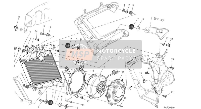 Ducati DIAVEL EU 2015 Radiateur, L'eau,RH pour un 2015 Ducati DIAVEL EU