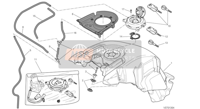 Ducati DIAVEL FL EU 2015 Depósito de combustible para un 2015 Ducati DIAVEL FL EU